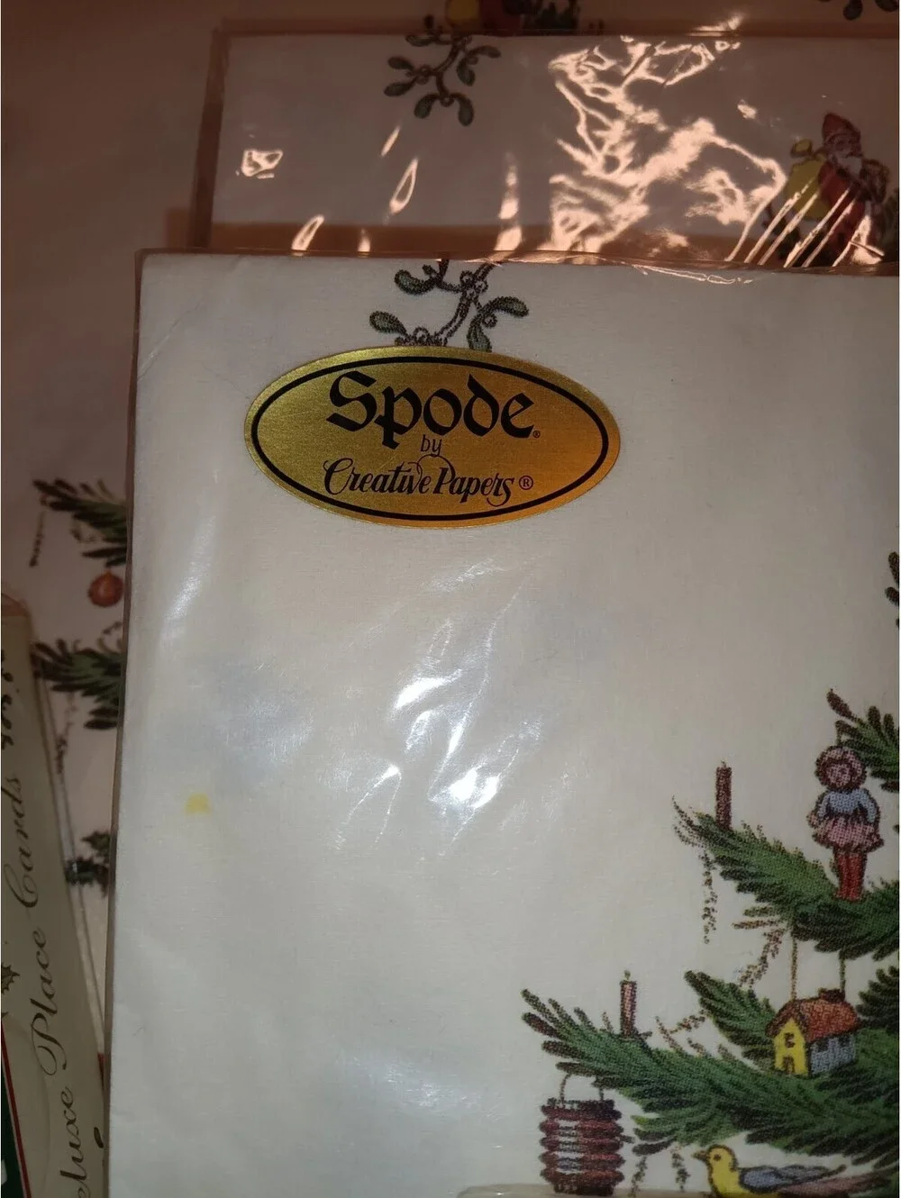 Spode Christmas Tree 3 Ply 11 Dinner, Cocktail Napkins N 2 Place Card PlatesNEW